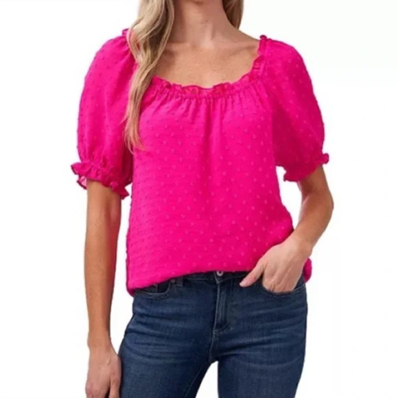 NWT CeCe Bright Rose Swiss Dots Blouse Top Women's Size 2X - Picture 13 of 13